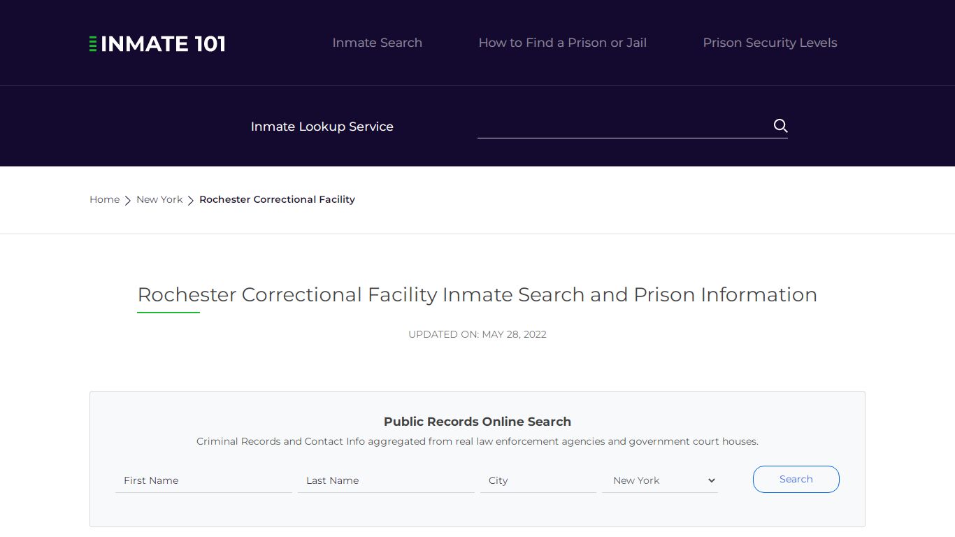 Rochester Correctional Facility Inmate Search, Visitation ...
